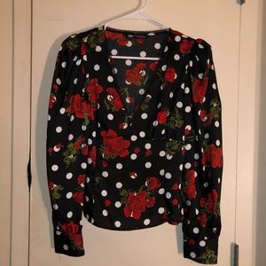 NWOT Zara Rose Polka Dot Blouse